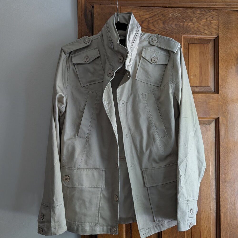 Kane & Unk Vintage Utility Jacket | Cargo Military Coat with Hidden Hood